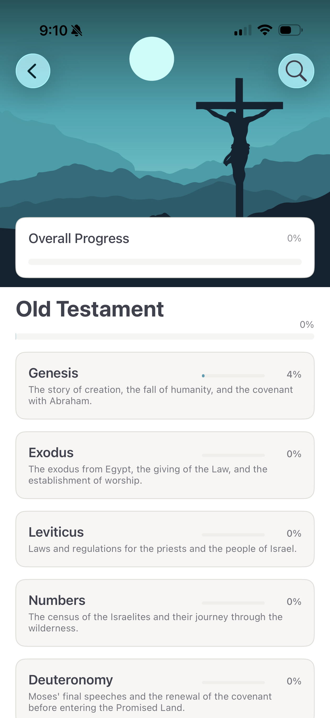 Bible reading with progress tracking