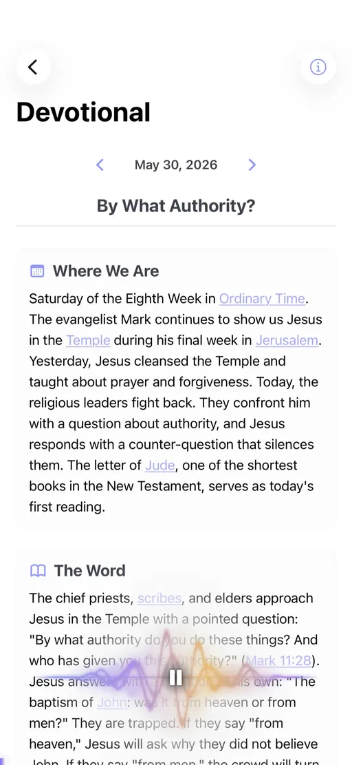 Daily devotional in the app